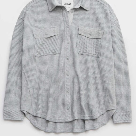 🆕️NWT Aerie LumberJane Waffle Shirt in 'Medium Heather Gray', Size XXL - Picture 6 of 9